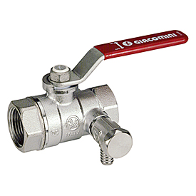 R250DS Vanne à boisseau sphérique à passage standard avec robinet de vidange et manette rouge - 2 x filet i