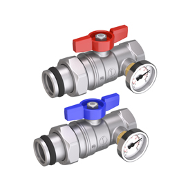 R259DST Set de 2 vannes à boisseau sphérique à passage standard - raccord 3 pièces auto-étanche x filet int.