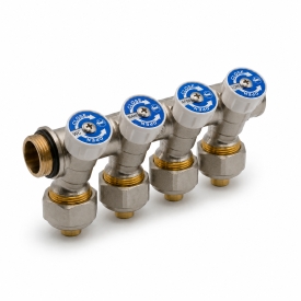 BE585CS Set collecteur modulaire en laiton avec vannes d'arrêt et adaptateurs 16 x 2
