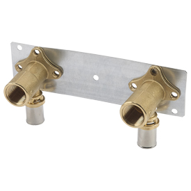 RM139K Kit 2 x raccord à sertir coudés avec plaque murale et support galvanisé