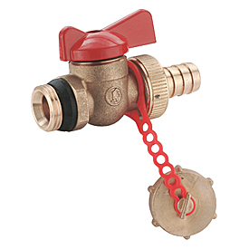 R608D Robinet de vidange/remplissage - filet extérieur auto-étanche x porte caoutchouc et capuchon